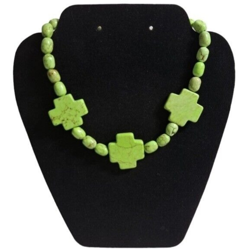 Handmade Women's Choker‎ Necklace Green Apple Acrylic Beads 7 3/4 qrts Inches